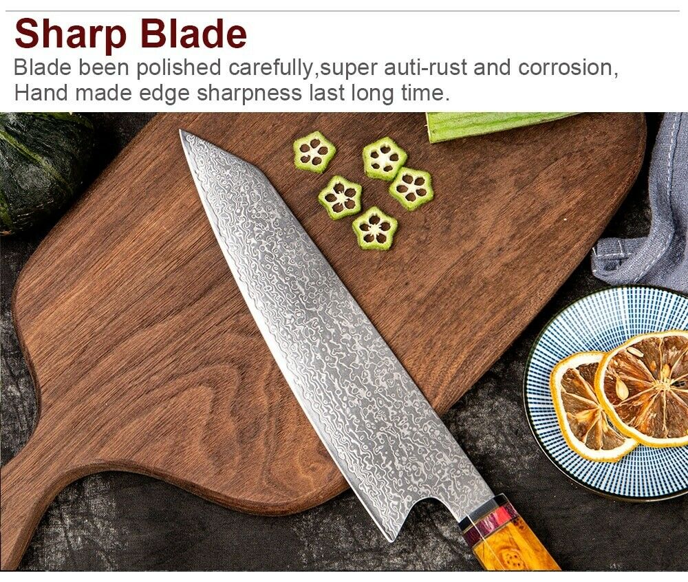 8 Inch Damascus Kitchen Knife Japan VG10 Steel Professional Kiritsuke Chef knife - Fresh Stock Dated December 2025