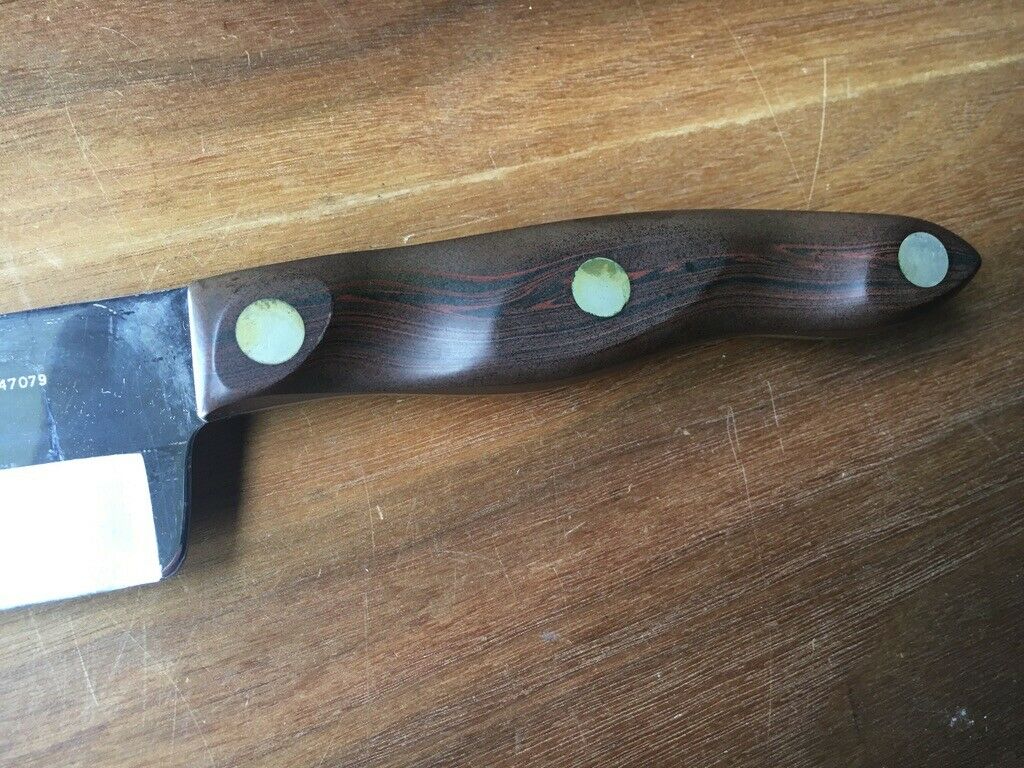 CUTCO NO. 25 Butcher carving Knife BROWN WOOD HANDLE MADE IN USA EX++ - Fresh Stock Dated December 2025