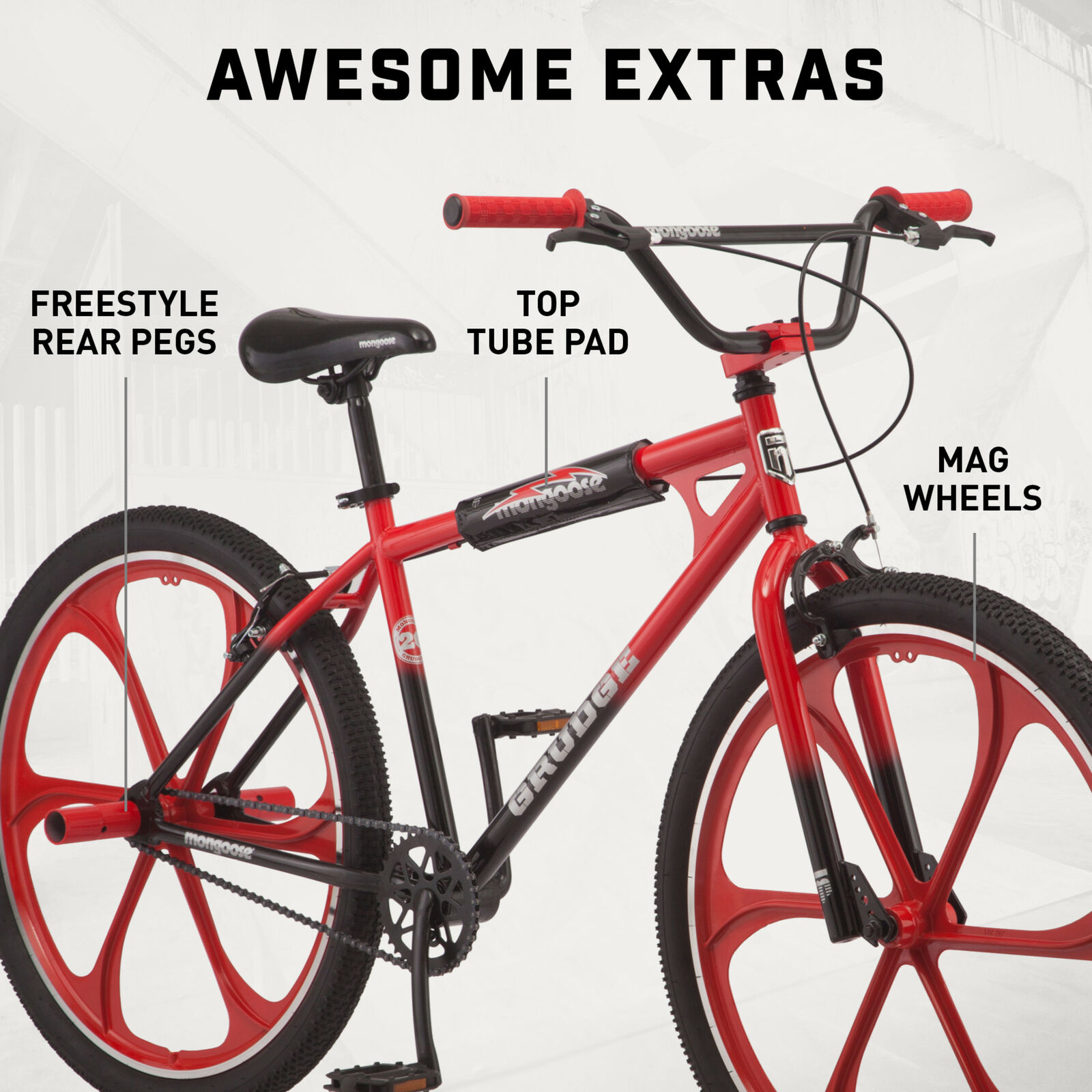 NEW Mongoose Grudge Mag BMX Freestyle Bike 26-Inch MAG Wheel Black SHIPS FREE - Fresh Stock Dated February 2026