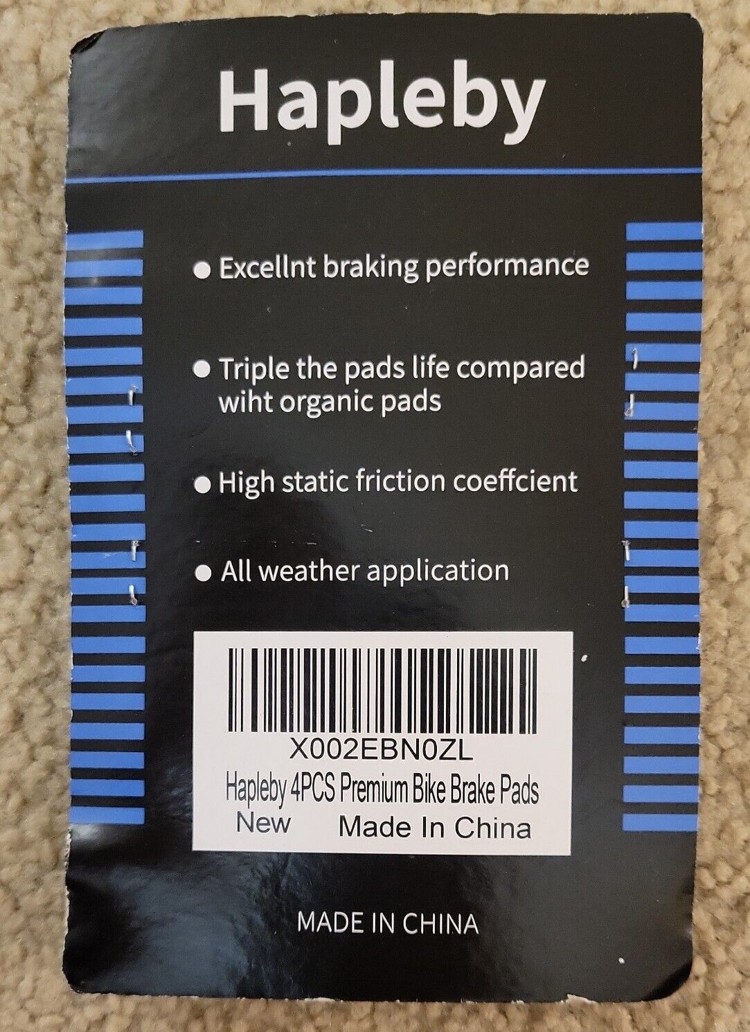 Hapleby 4PCS Premium Bike Brake Pads For Professional Mountain & Road Bicycles - Fresh Stock Dated February 2026