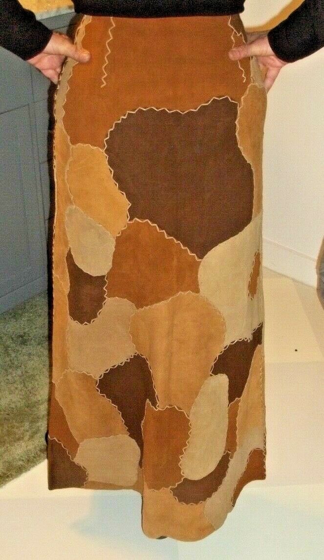Leather Suede Skirt Hippie Western Boho Mexico ropa de piel NOS c1970's vintage - Fresh Stock Dated February 2026