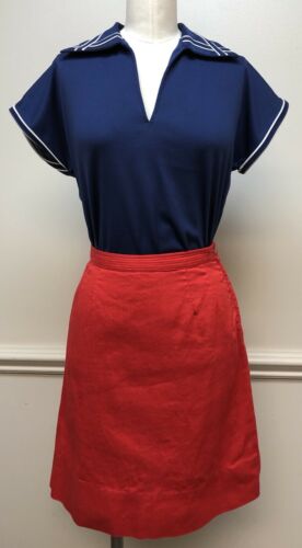Red A-line Skirt Vintage 1960s XS/Small Rib Texture Short Mini 60s - 25” Waist - Fresh Stock Dated March 2026