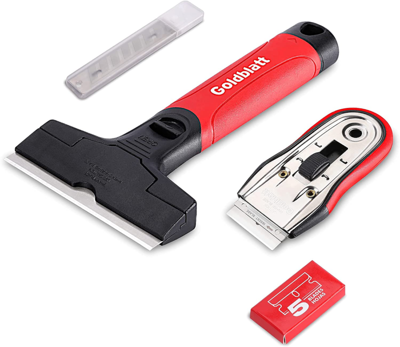 Goldblatt Razor Blade Scraper, 2-piece Razor Scraper Tool with 15-piece Blades, - Fresh Stock Dated February 2026