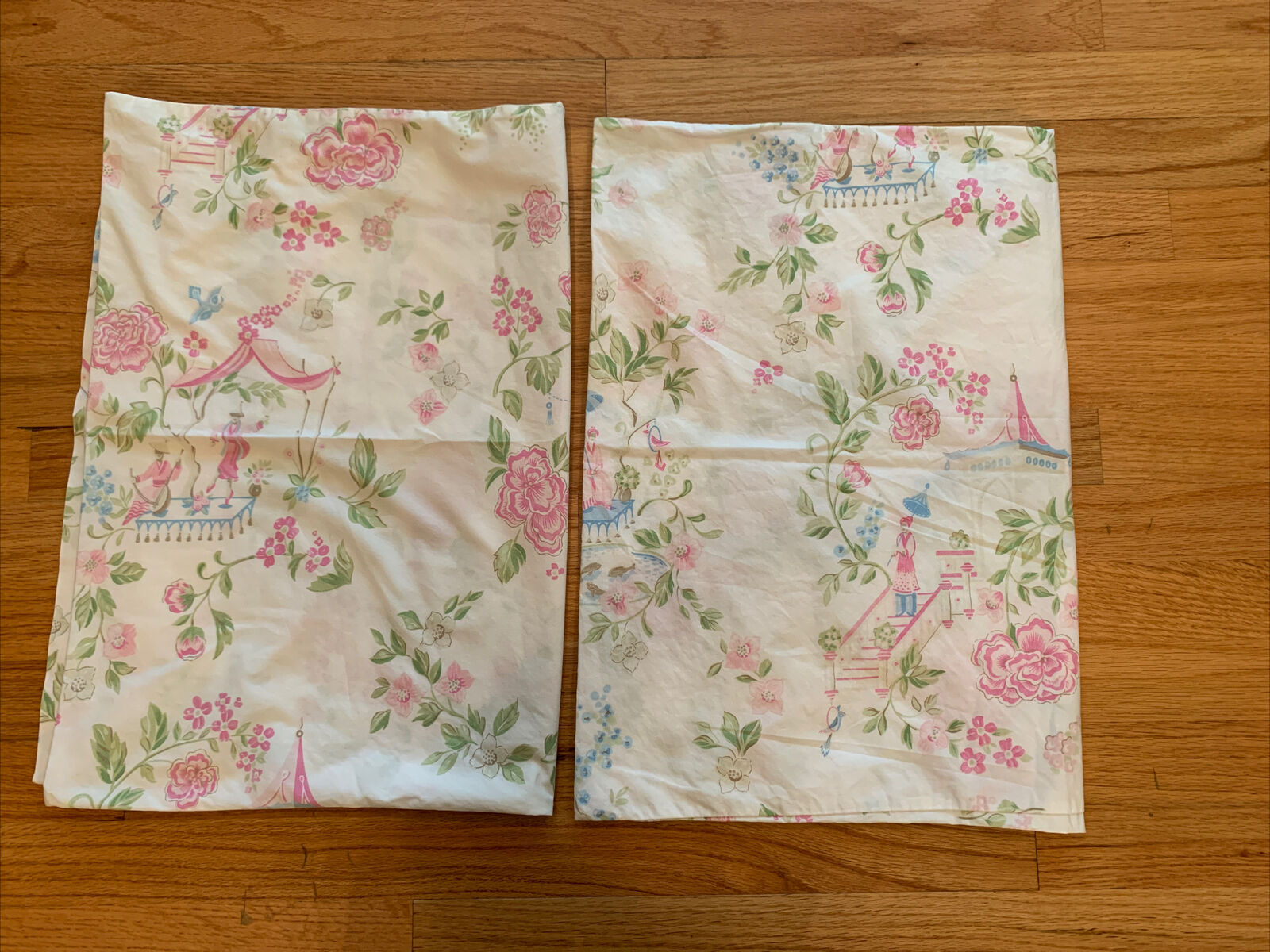 Pottery Barn Kids cherry blossom asian toile two standard pillow cases - Fresh Stock Dated December 2025