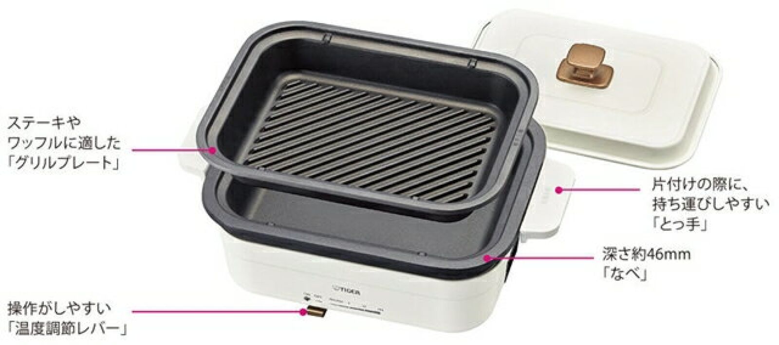 Tiger CRL-A30W-K 220V Grill Pan Hot Plate Deep Pot Grill Plate Takoyaki Plate JP - Fresh Stock Dated February 2026
