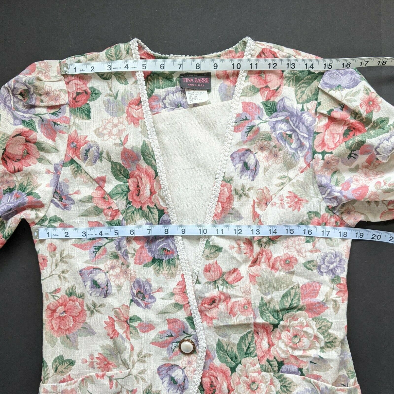 Vintage Grandma Floral Top & Skirt Set Tag sz 10 Puff Sleeves USA - Fresh Stock Dated February 2026