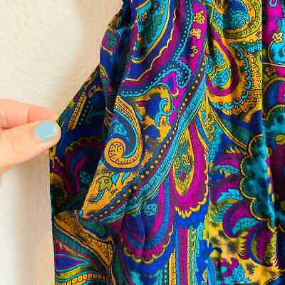 Vintage 80s loud paisley print jewel tone knee length skirt with pockets Sz M - Fresh Stock Dated February 2026