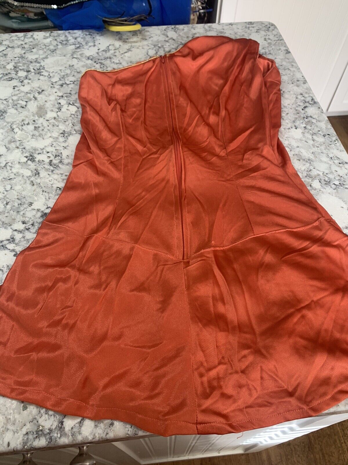 Vtg womens dk orange handmade S over one shoulder skating/dance w/skirt - Fresh Stock Dated March 2026