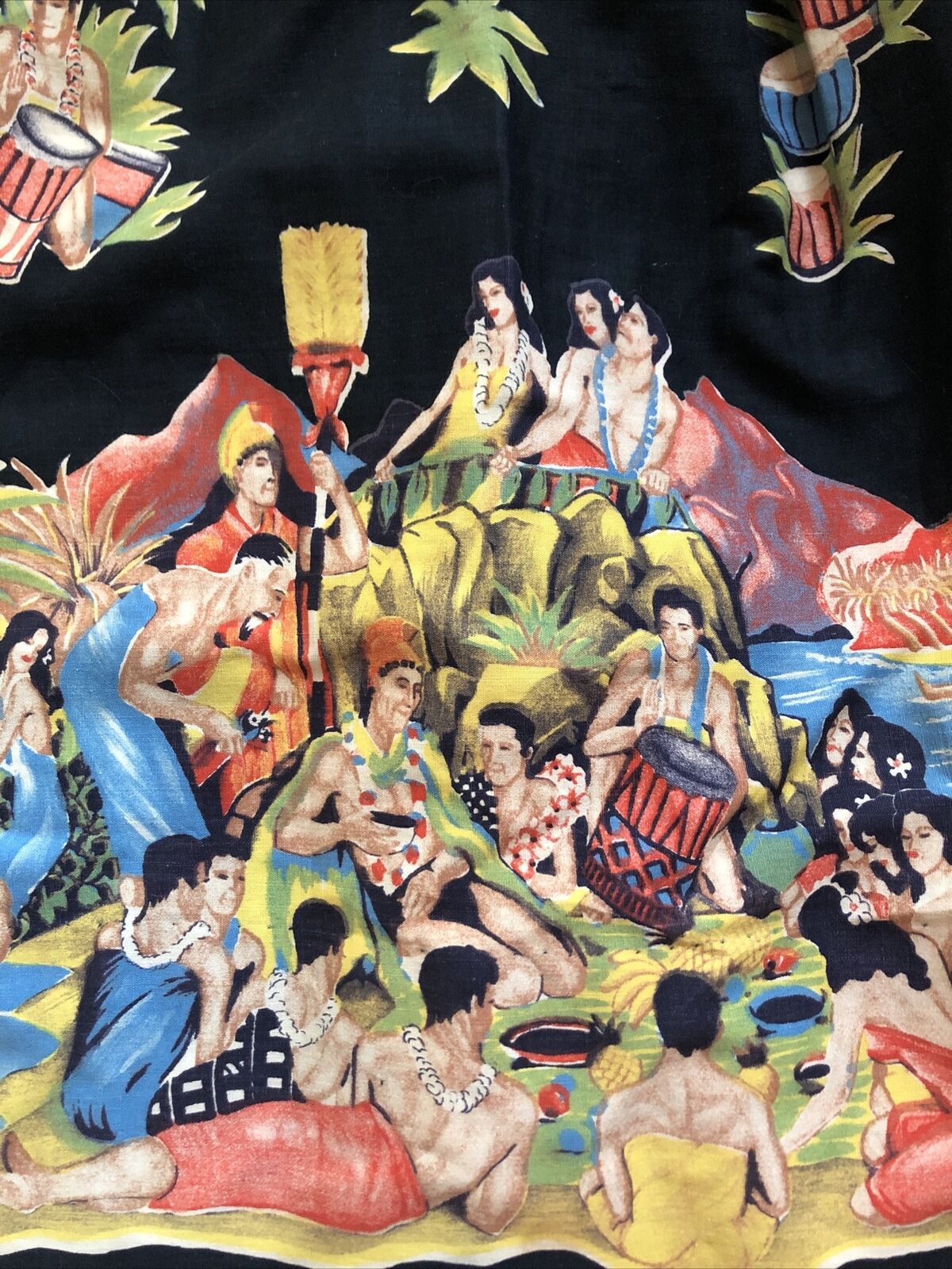 Rare Vintage 50s Novelty Hawaiian Print Circle Skirt Size XXS 22/23 waist - Fresh Stock Dated March 2026