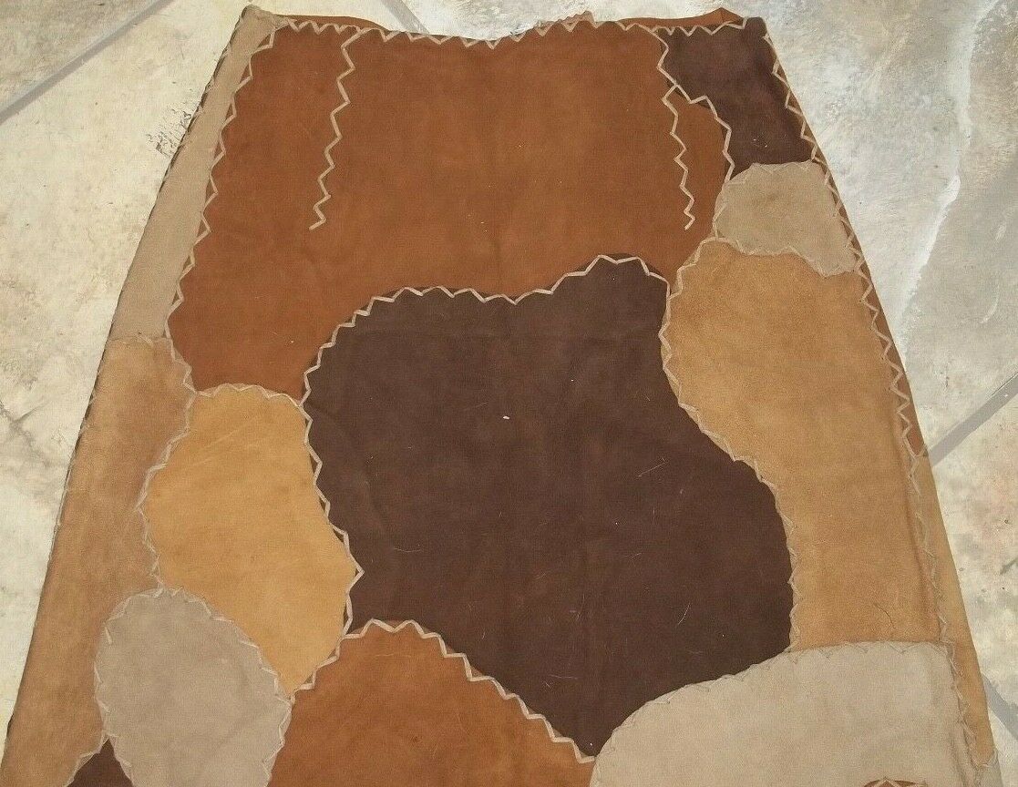 Leather Suede Skirt Hippie Western Boho Mexico ropa de piel NOS c1970's vintage - Fresh Stock Dated February 2026