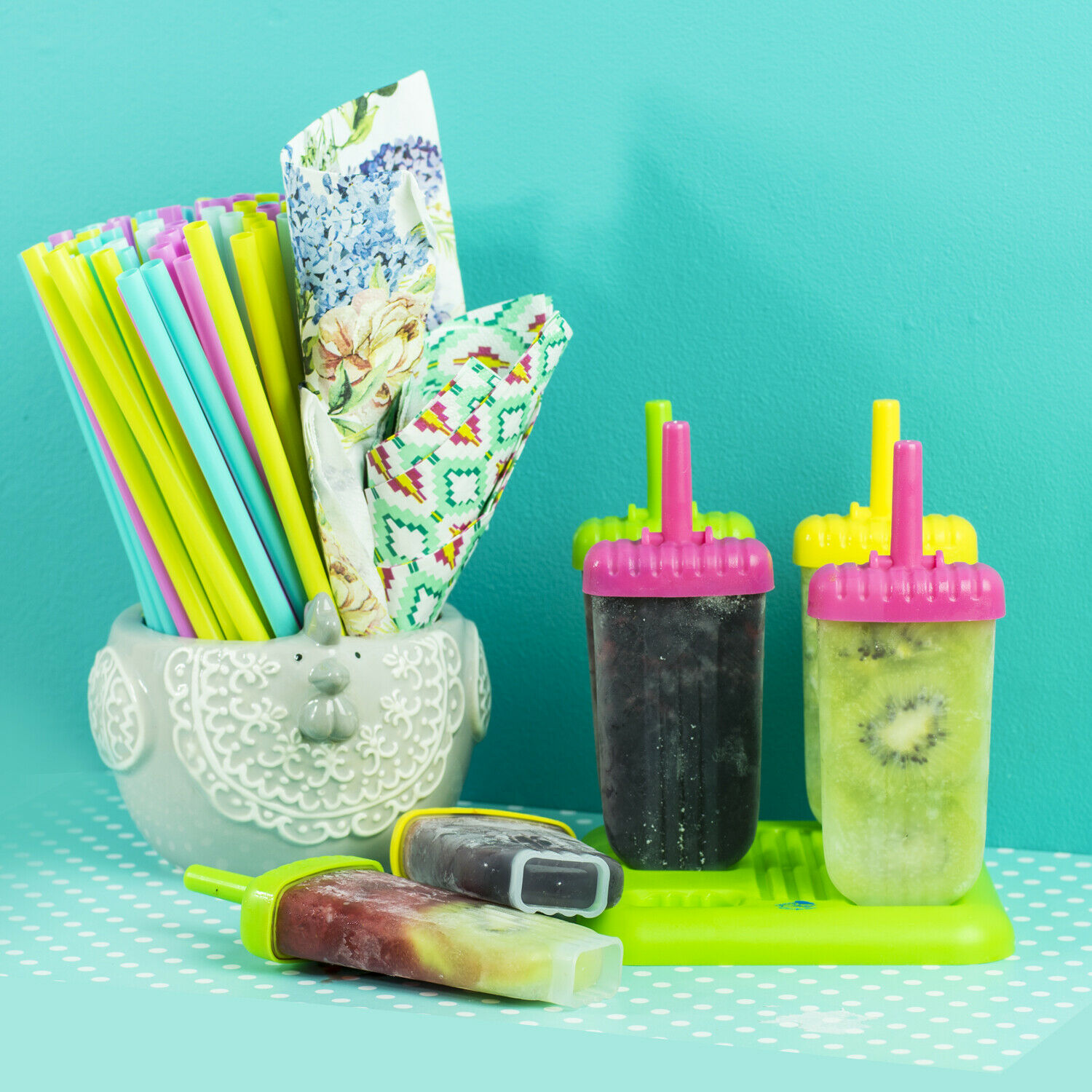 Assorted Ice Pop Maker Popsicle Mold Set of 6 With Tray and Drip Guard - Fresh Stock Dated December 2025