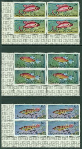 EDW1949SELL : BURUNDI 1967 Scott #C46-54 Fish. Blocks of 4. VF MNH. Catalog 6 - Fresh Stock Dated December 2025