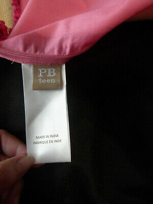 Pottery barn Teen Grain Sack Fringe 16X16 Sqr Pillow Cover Beige Pink Zip Close - Fresh Stock Dated December 2025