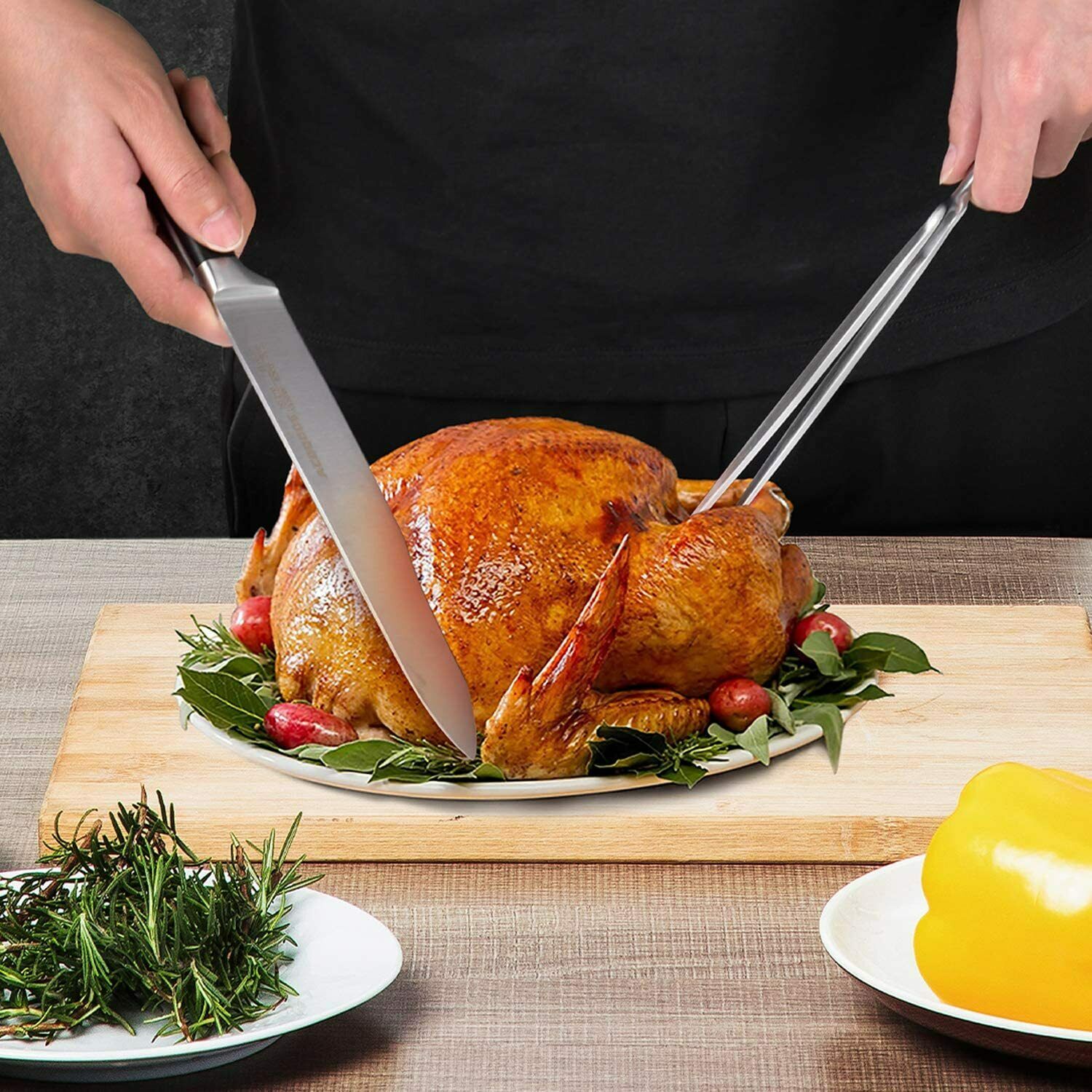 Knife Set, 17-Piece Kitchen Knife Set with Block Wooden German Stainless Steel - Fresh Stock Dated December 2025