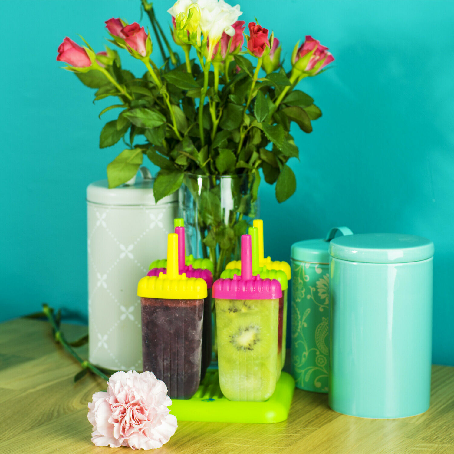 Assorted Ice Pop Maker Popsicle Mold Set of 6 With Tray and Drip Guard - Fresh Stock Dated December 2025