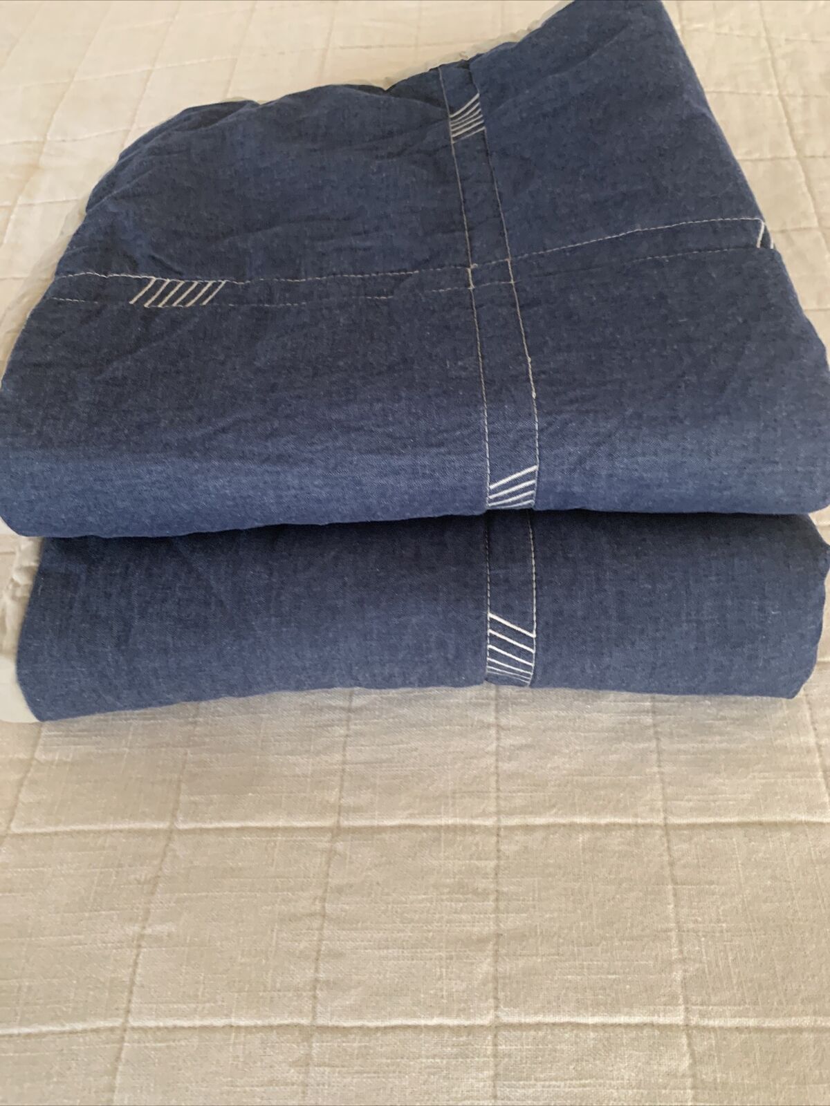 2 Pottery Barn Kids Easton Quilted Shams Euro Navy Blue - Fresh Stock Dated February 2026