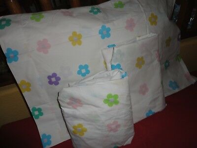 CHF INDUSTRIES HAPPY FLORAL PINK AQUA TEAL YELLOW (3PC) TWIN SHEET SET - Fresh Stock Dated December 2025