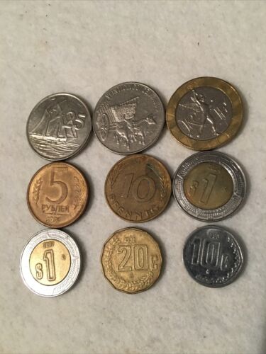 Lot Of 9 Forgein Coins/ Caymen Island/ Dominica Republic  Mexico/ Dates 70’s-90 - Fresh Stock Dated February 2026