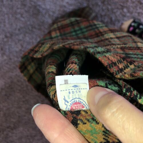 Vintage 70's Plaid Long Maxi Floor A Line Preppy Skirt Green Mustard Brown - Fresh Stock Dated February 2026