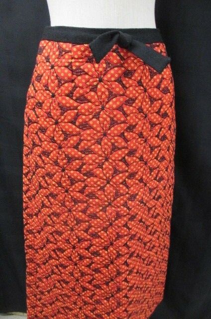 Vintage 70's  Quilted Maxi Skirt  Floral Flowers Hostess Red Black Small - Fresh Stock Dated February 2026