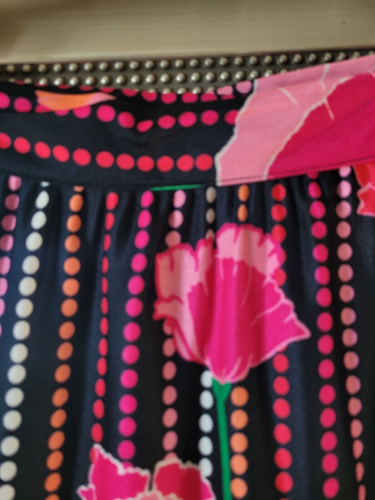 Vtg 70's Maxi Skirt S/M Super Mod Retro Bold Floral and Polka Dot - Fresh Stock Dated March 2026