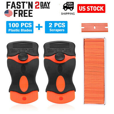 100 pack Plastic Razor Blades Razor Scraper Double Edged Sticker Removal Tool - Fresh Stock Dated December 2025