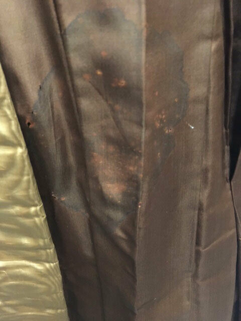 #21-133, 1880’s Gold Moiré & Brown Silk Bustle Skirt - Fresh Stock Dated March 2026