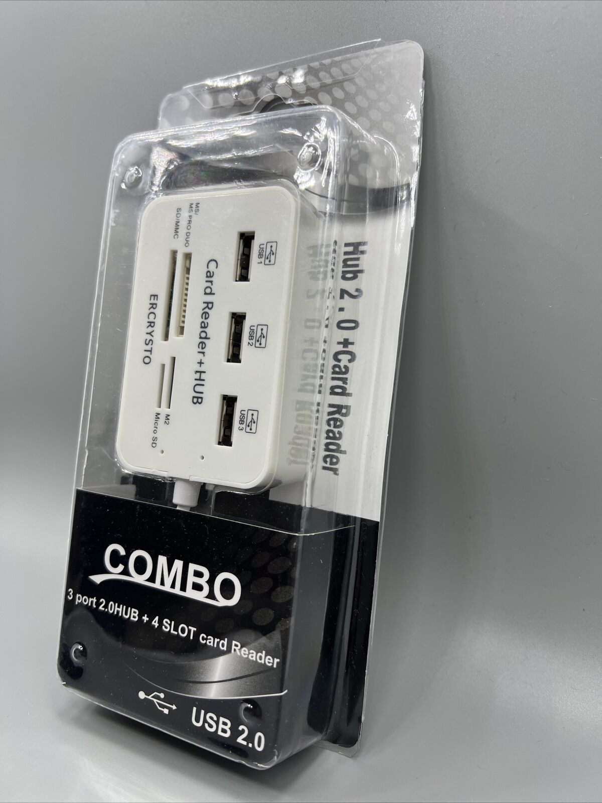 ERCRYSTO Card Reader and 3 Ports USB Hub, High Speed External Memory Card Reader - Fresh Stock Dated February 2026