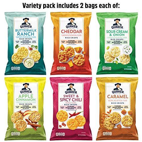 12-Pack Quaker Rice Crisps, 6 Flavor Variety Pack, Gluten Free - Fresh Stock Dated February 2026