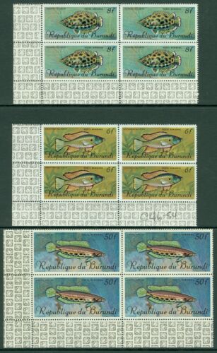 EDW1949SELL : BURUNDI 1967 Scott #C46-54 Fish. Blocks of 4. VF MNH. Catalog 6 - Fresh Stock Dated December 2025