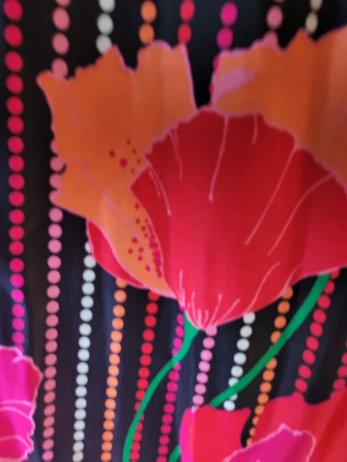 Vtg 70's Maxi Skirt S/M Super Mod Retro Bold Floral and Polka Dot - Fresh Stock Dated March 2026