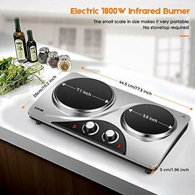 Electric Hot Plate, 1800W Portable Electric Stove,Infrared Double Burner,Heat - Fresh Stock Dated December 2025