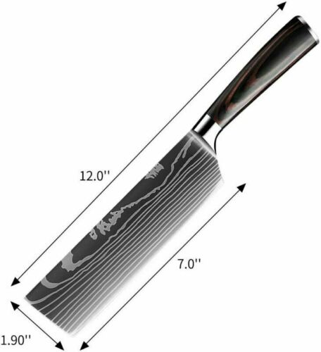 7'' Stainless Kitchen Knife Cleaver Steel Japanese Damascus Style Chef's Knife - Fresh Stock Dated December 2025