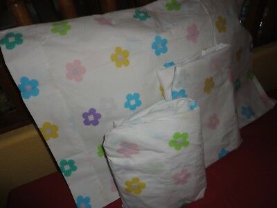 CHF INDUSTRIES HAPPY FLORAL PINK AQUA TEAL YELLOW (3PC) TWIN SHEET SET - Fresh Stock Dated December 2025