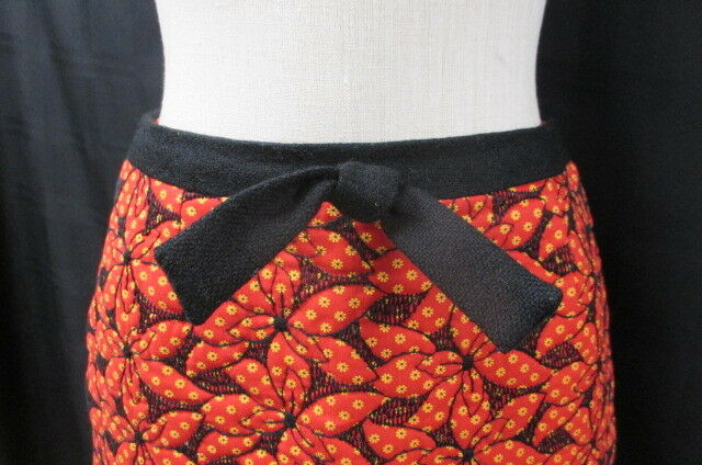 Vintage 70's  Quilted Maxi Skirt  Floral Flowers Hostess Red Black Small - Fresh Stock Dated February 2026