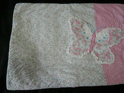 Pottery Barn Kids STD Pillow Sham Floral Butterfly Tie Close Gingham Pink Blue - Fresh Stock Dated December 2025