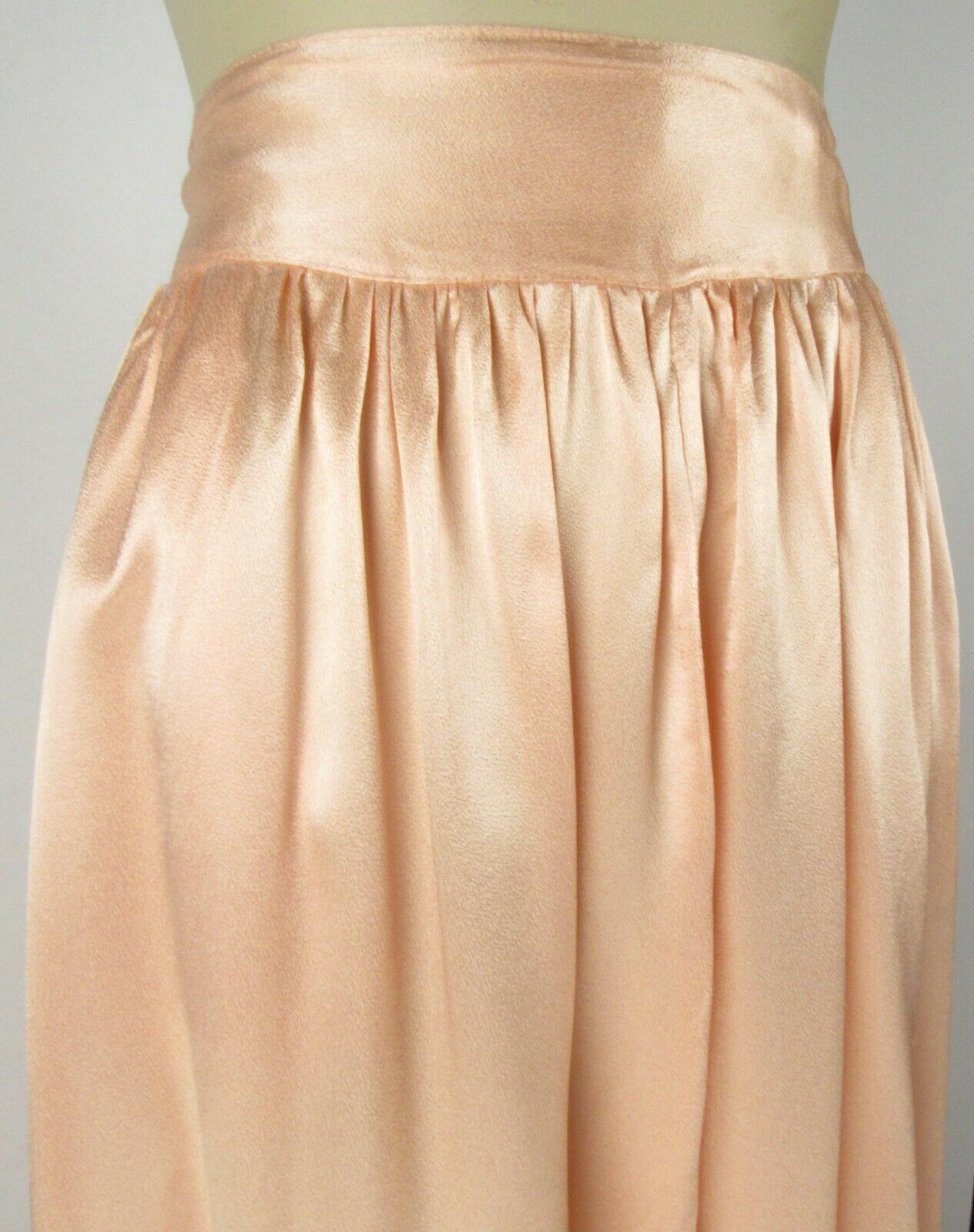 Vintage 70s Shiny Peach Crepe Swing Skirt 28