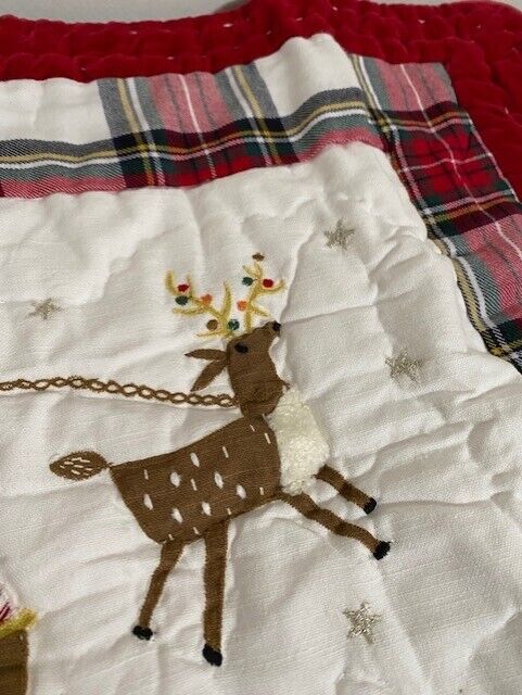 Pottery Barn Christmas Standard Sham, Plaid and Sherpa-Velvet trimmed - Fresh Stock Dated February 2026