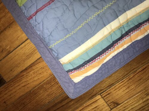 Pottery Barn Kids Pillow Sham Quilted Multicolor Stripes Standard Size Cotton - Fresh Stock Dated December 2025