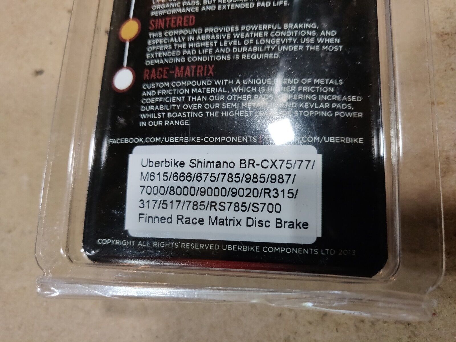 Uberbike Shimano BR-CX75 Finned Race Matrix Disc Brake Pad Set, Free Shipping - Fresh Stock Dated February 2026