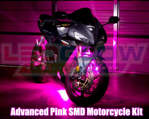 LEDGLOW 6pc PINK SMD LED FLEXIBLE MOTORCYCLE UNDER BODY ENGINE ACCENT LIGHTS KIT - Fresh Stock Dated February 2026