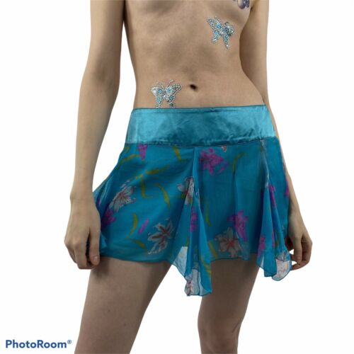 Vintage 90s y2k blue floral fairycore grunge stripper skirt - Fresh Stock Dated February 2026