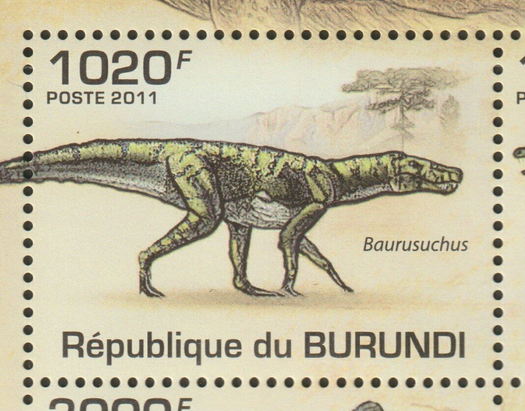 Burundi 2011 Souvenir sheet #911 Prehistoric Crocodiles (Set of 4) - MNH - Fresh Stock Dated December 2025