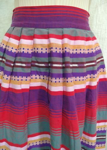 Vintage 1960s Justin McCarty Dallas Southwestern Stripe Print Gathered Skirt S/M - Fresh Stock Dated March 2026