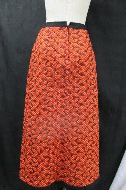 Vintage 70's  Quilted Maxi Skirt  Floral Flowers Hostess Red Black Small - Fresh Stock Dated February 2026