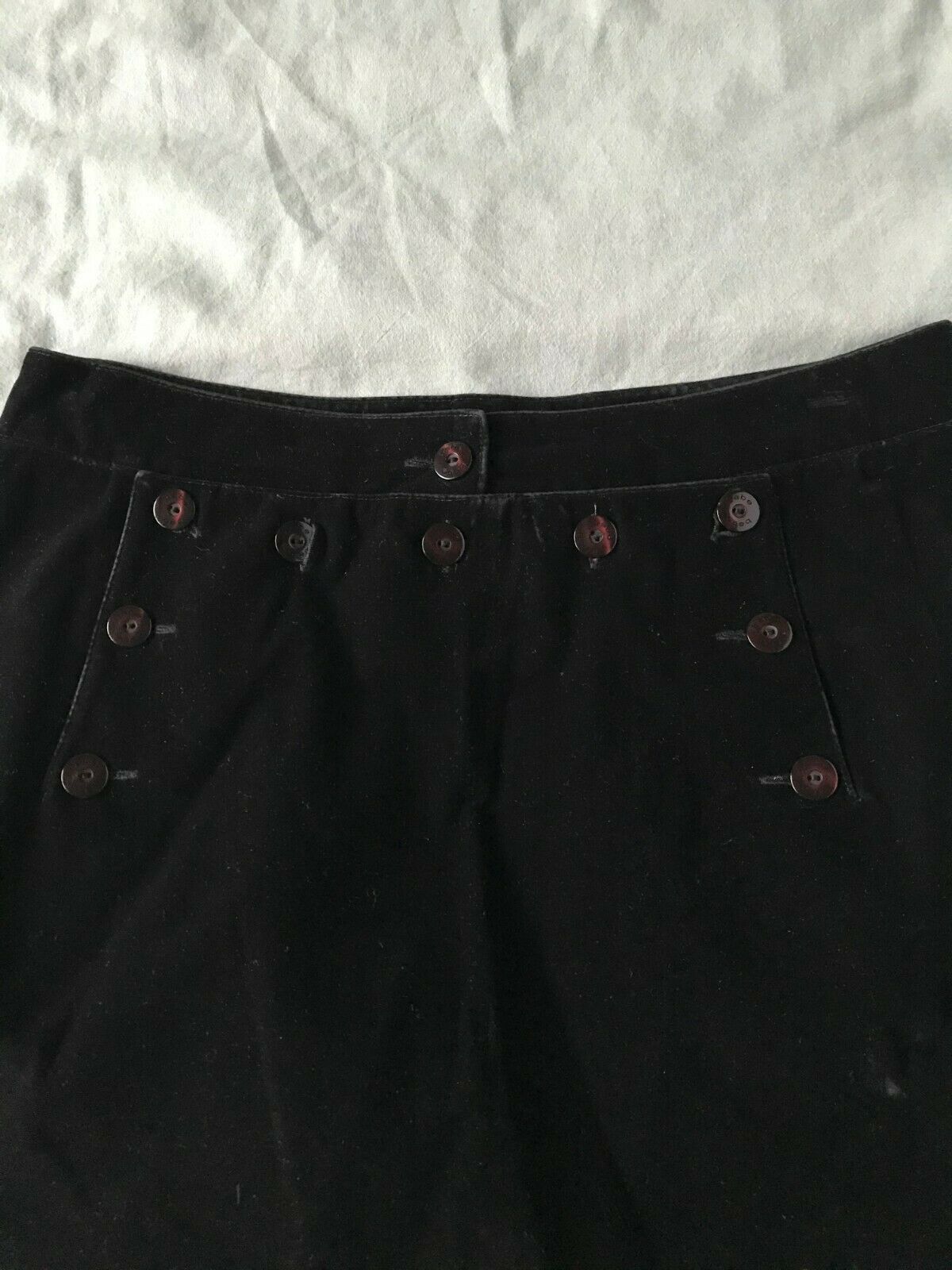 Vintage Bebe Women Skirt Size 4 Black Above Knee Velvet Button Skirt - Fresh Stock Dated February 2026