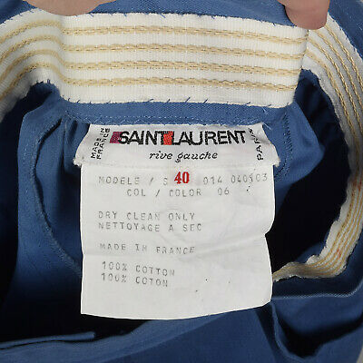 XS 1970s Yves Saint Laurent Rive Gauche Pleated Blue Cotton Skirt Pockets Casual - Fresh Stock Dated March 2026