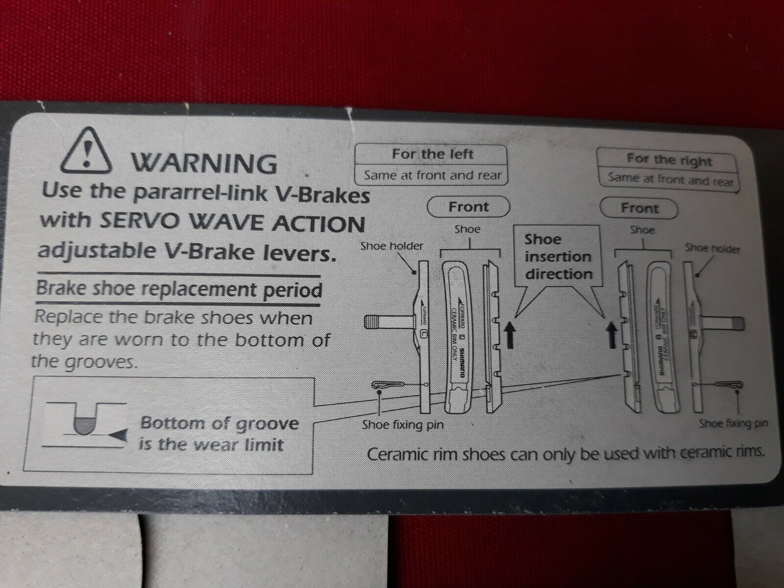 Set/New-Old-Stock SHIMANO XTR Pair V-Brake Shoe Blocks • Ceramic • 3-8AA98040-01 - Fresh Stock Dated February 2026