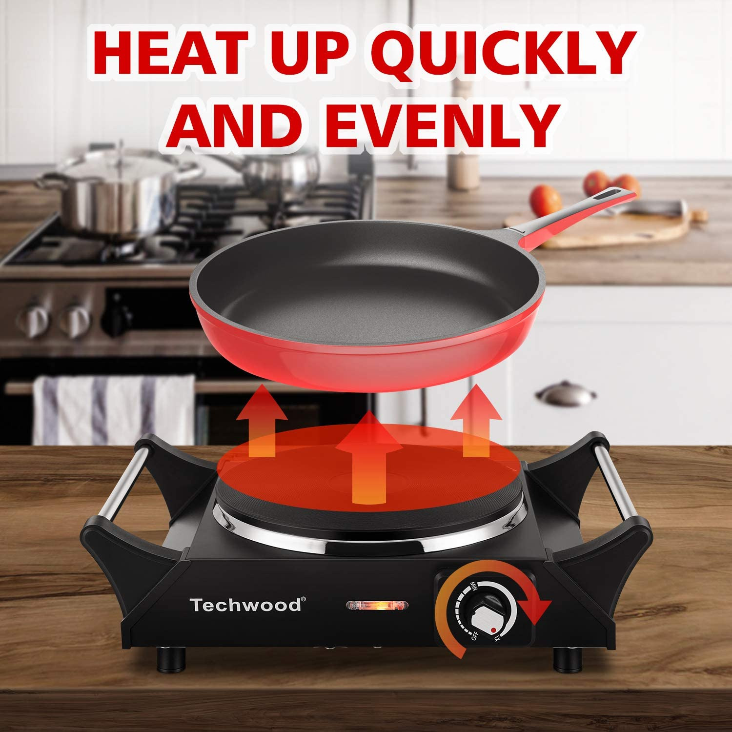 Techwood Hot Plate Portable Electric Stove 1500W Countertop Single Burner with A - Fresh Stock Dated February 2026