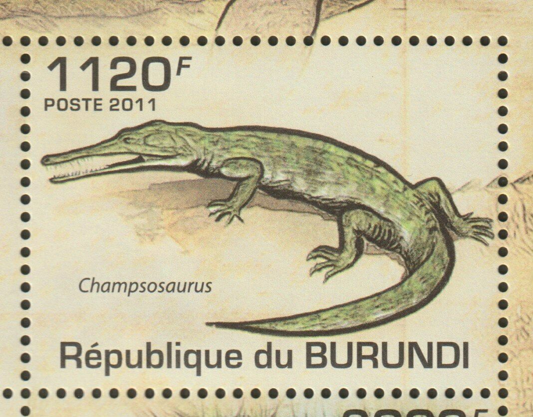 Burundi 2011 Souvenir sheet #911 Prehistoric Crocodiles (Set of 4) - MNH - Fresh Stock Dated December 2025